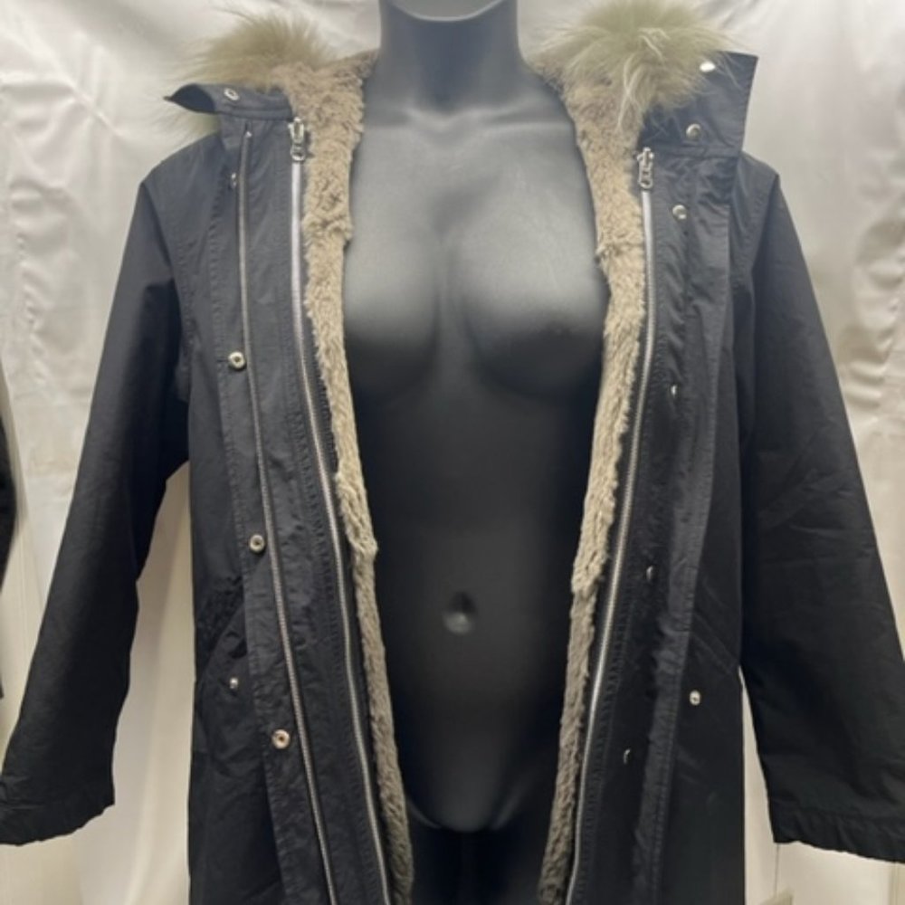 Yves Salomon Army Fishtail Parka 7WFM00894CTDD In Black, Size EU 38- NEW W/ TAGS